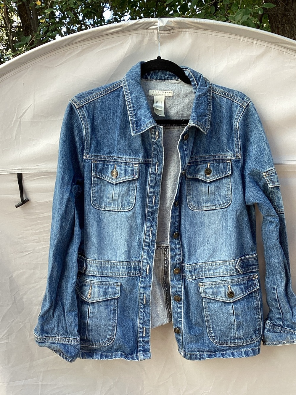 Women’s Light Blue Denim Jacket with Front Patch Pockets